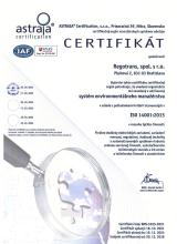 Certificate ISO 14001 environmental management system